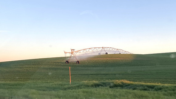 Motorized Center Pivot Irrigation in action