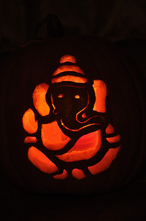 Lord Ganesha Carving on Pumpkin